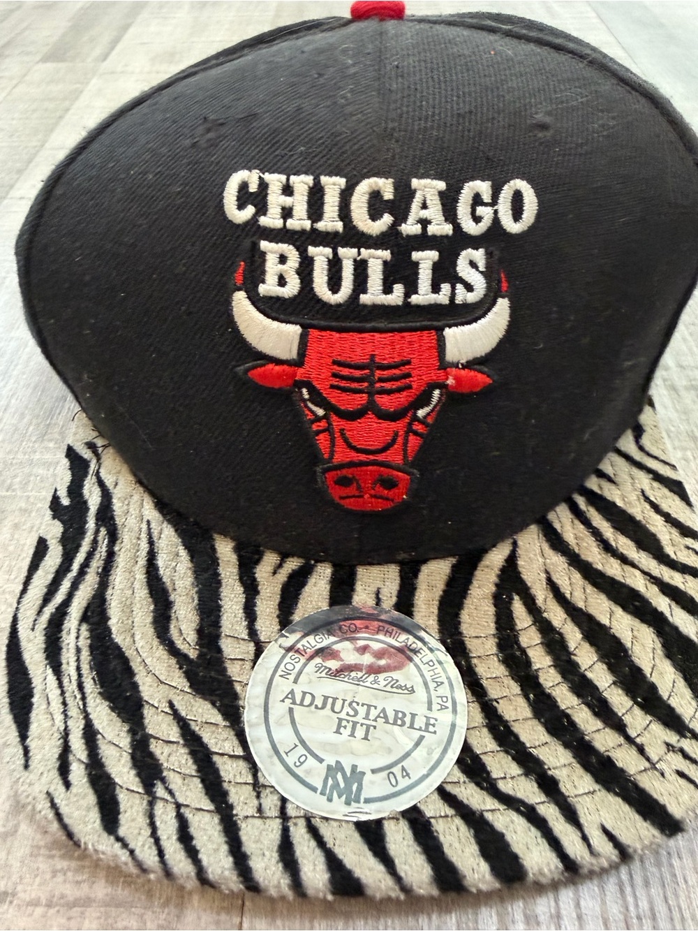 Mitchell & Ness Chicago Bulls Zebra Print Snapback Hat NBA Hardwood Classics